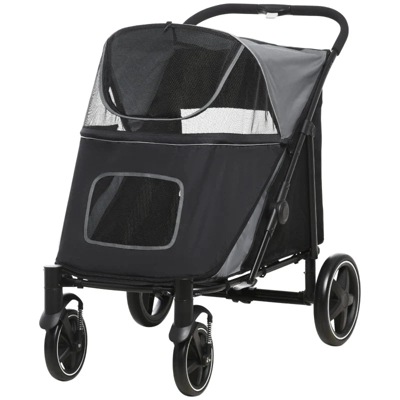 One-Click Foldable Stroller for Large Medium Small Dogs, Pet, Cats with Storage