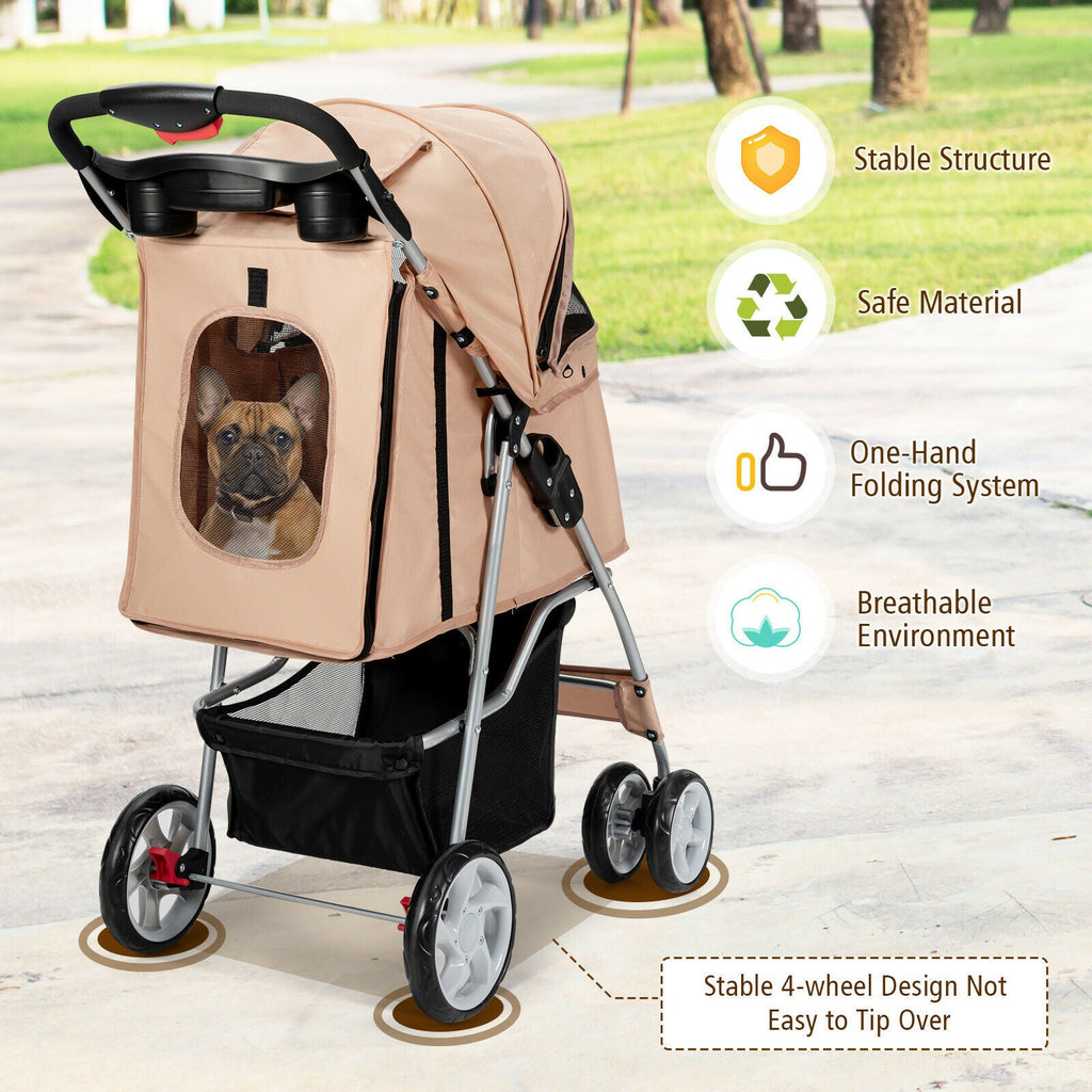 Foldable Pet Stroller 4-Wheel Travel Carrier
