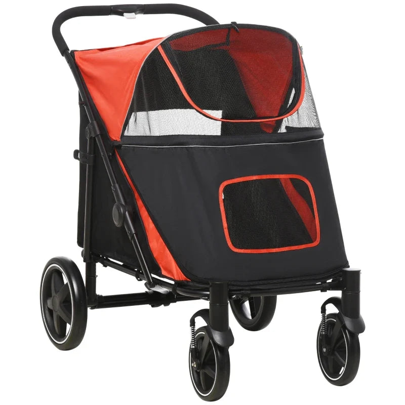 One-Click Foldable Stroller for Large Medium Small Dogs, Pet, Cats with Storage